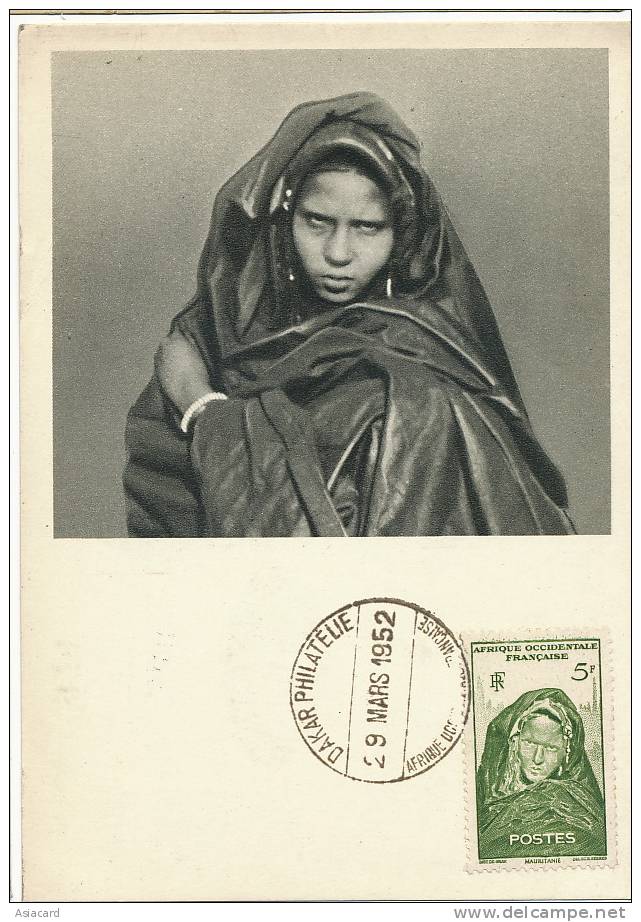 Carte Maximum Pub Ionyl Femme De La Tribu Guerriere Des Ouled Ahmed Ben Daman 1952 - Mauretanien