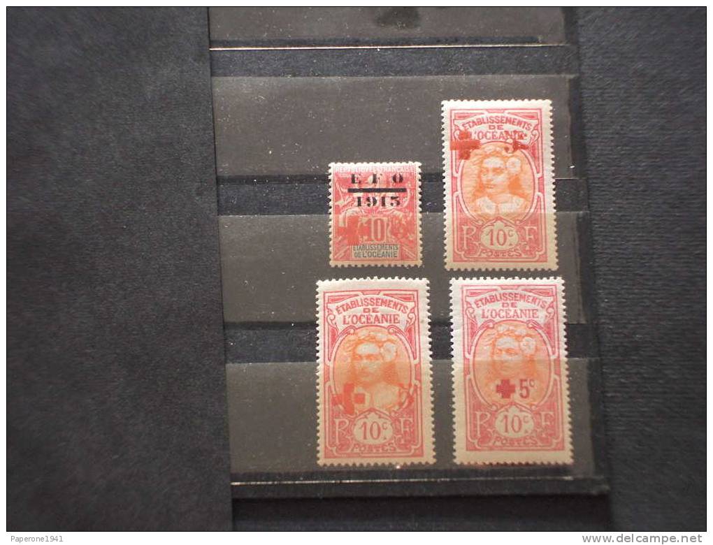 OCEANIE - 1915/6 CROCE ROSSA 4v. SOPR.-NUOVI(+)-TEMATICHE - Unused Stamps