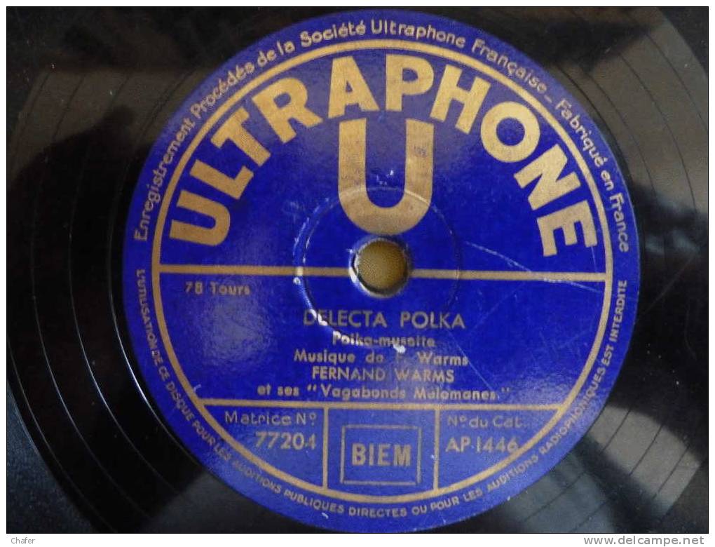 Disque Pour Gramophone 78T- Ultraphone Warms Fernand Et Ses Vagabonds Mélomanes - Titi Musette - 78 T - Disques Pour Gramophone