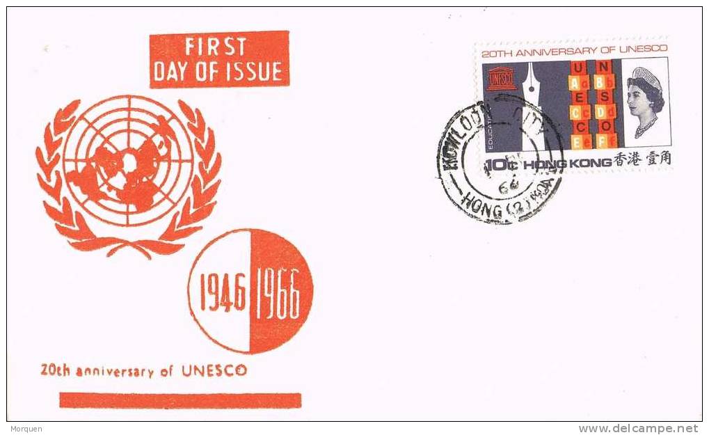 1499. F.D.C. HOWLOON (Hong Kong) 1966. Anniversary Unesco - Lettres & Documents