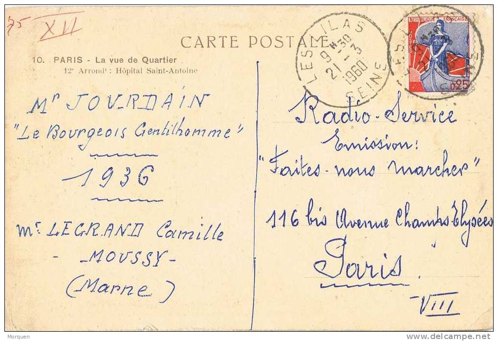 Postal LES LILAS (Seine) 1960. Le Quartier De Paris - Cartas & Documentos