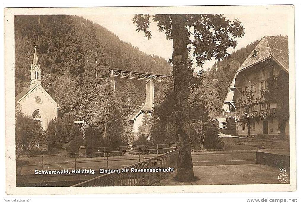 AK 29 Schwarzwald, Höllsteig. Eingang Zur Ravennaschlucht12. 8. 28 BONNDORF (SCHWARZWALD) Nach Köln Mit 1 X 8 PF DEUTSC - Höllental