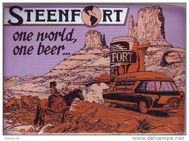 STEENFORT .- Les Bons Moments De La Vie  ; Traduction " One World , One Beer " Un Monde , Une Bière  Carte Tôle - Plaques En Tôle (après 1960)