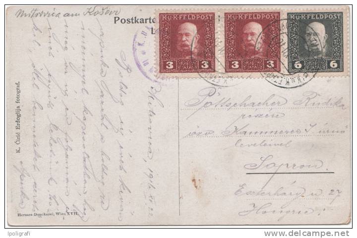 Austria - 1916 - Austro-Hungarian Feldpost, K.u.K. Etappe Postamt - Mitrovica (Kossovo) - 1-12-16. - Prima Guerra Mondiale