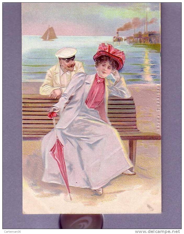 Illustrateur - Couple Sur Un Banc Au Bord De Mer - Editeur: P.F B Série 3258 - Ante 1900