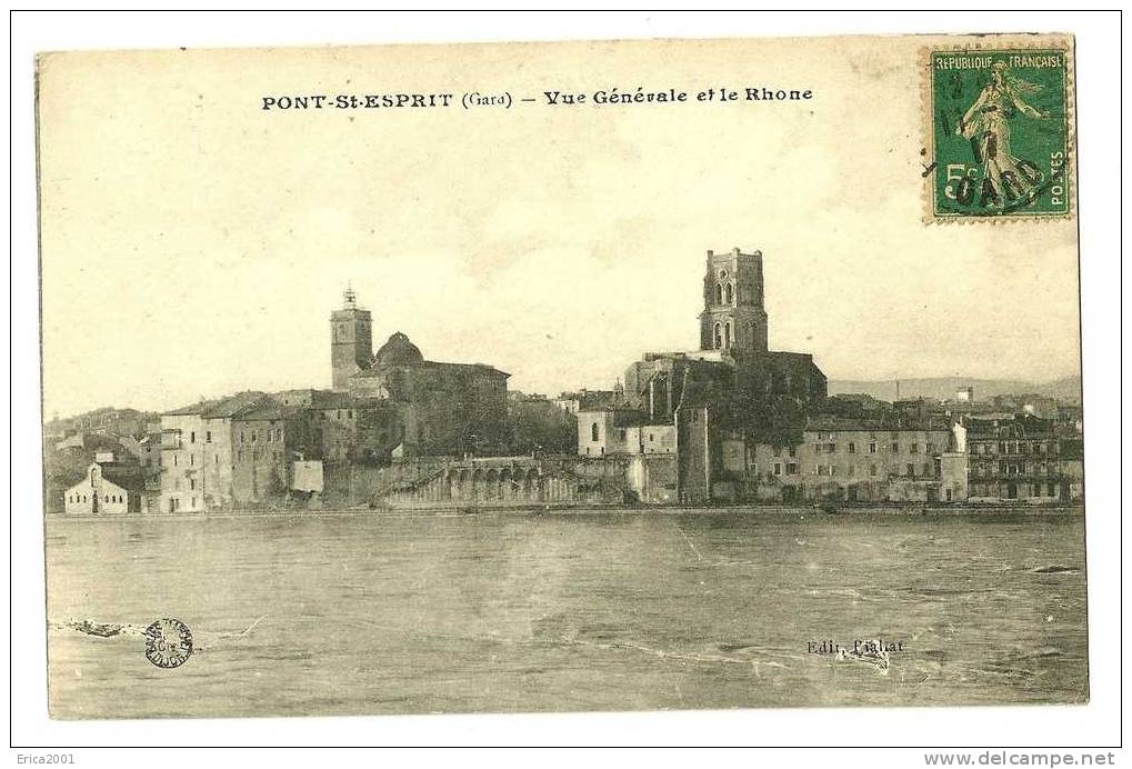 Pont-Saint-Esprit. Vue Generale Et Le Rhone. - Pont-Saint-Esprit