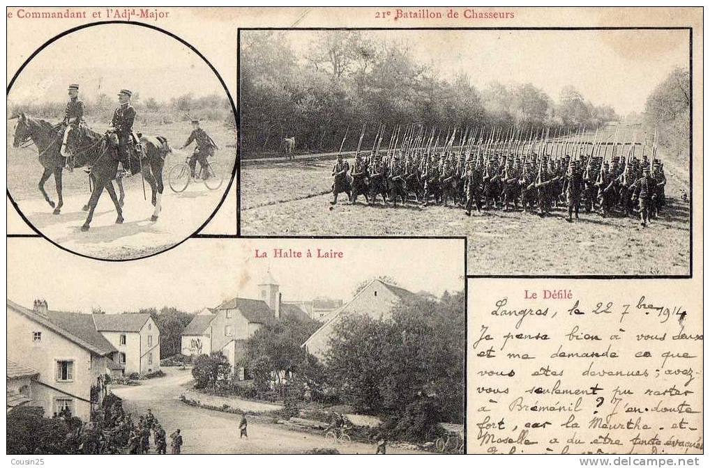 52 LANGRES - Multies Vues - Bataillon De Chasseurs - Le Défilé - La Halte à Laire - Le Commandant - Langres