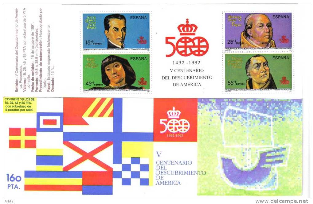 CARNET 1991 V CENTENARIO DESCUBRIMIENTO DE AMERICA GRACILAZO DE LA VEGA LUIS DE SANTANGEL PAPA ALEJANDRO VI FRAY TORIBIO - Cristóbal Colón