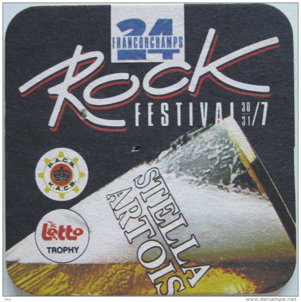 Sous-bock Bierdeckel Bierviltje Coaster STELLA ARTOIS 24H Francorchamps ROCK FESTIVAL R.ACB Lotto Trophy (RA) - Sous-bocks