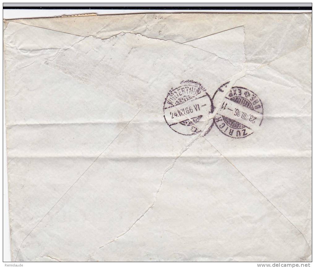 USA - 1886 - LETTRE De NEW YORK Pour WINTERTHUR (SUISSE) Via L´ ANGLETERRE Par STEAMER (PAQUEBOT) "FULDA" - Briefe U. Dokumente