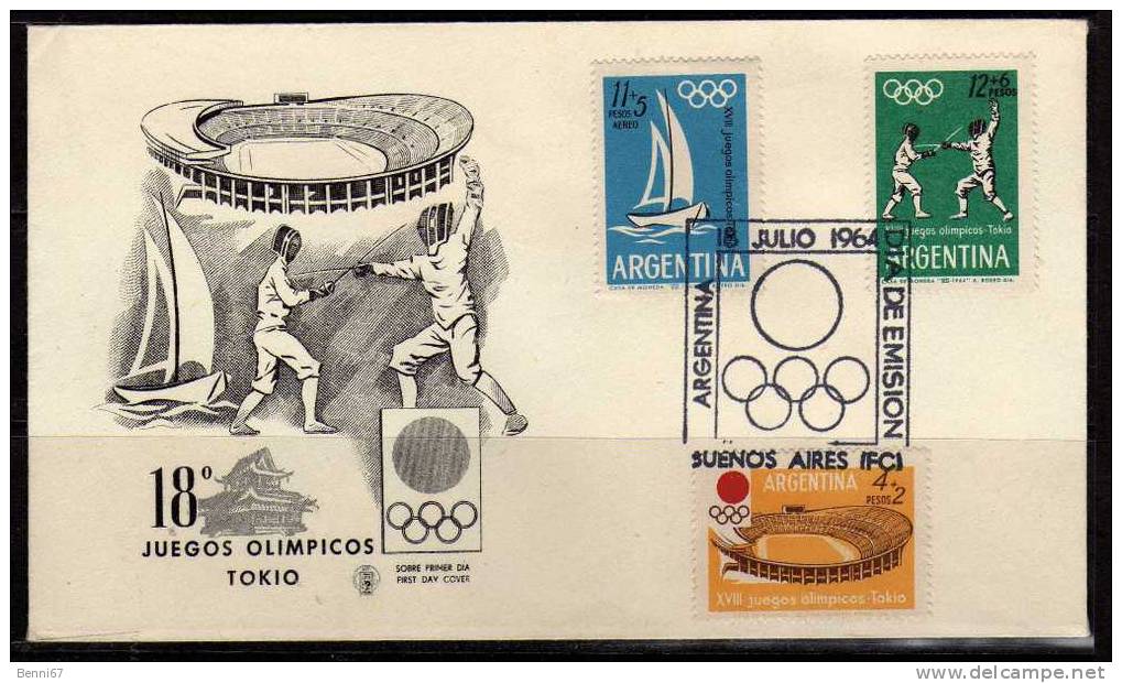 ARGENTINE Argentina 1964 JO Tokyo Yv 689/690 Et PA 99 FDC Escrime - Summer 1964: Tokyo