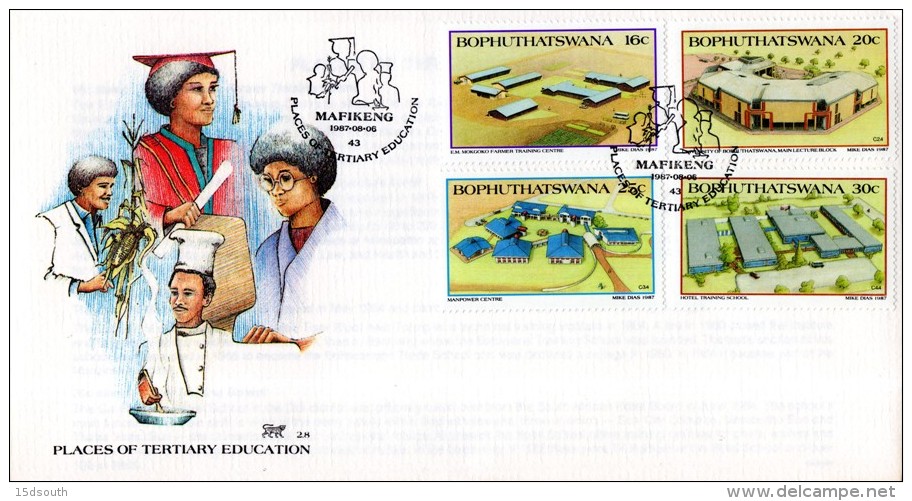 Bophuthatswana - 1987 Tertiary Education FDC # SG 191-194 , Mi 190-193 - Bofutatsuana