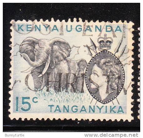 Kenya Uganda Tanganyika KUT 1954-59 QE Elephants 15c Used - Kenya, Uganda & Tanganyika