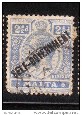 Malta 1922 King George V Overprinted Self Government 2 1/2p Used - Malta (...-1964)