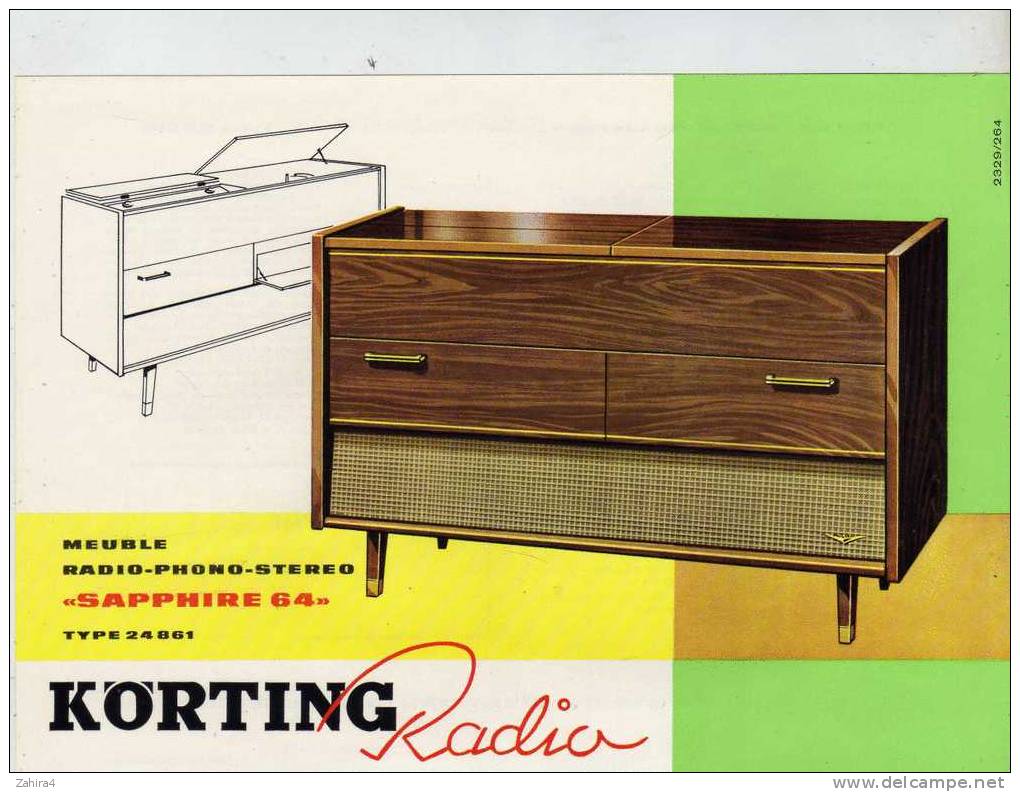 Koor Trekker Samenpersen Advertising - KORTING Radio - West Germany - Grassau/Chiemgau - Meuble Radio-Phono-Stereo  "Saphire"64