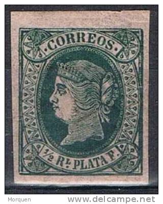 Sello ANTILLAS, Colonia Española 1/2 Real Verde Oscuro 1864, Edifil Num 10 * - Elobey, Annobon & Corisco