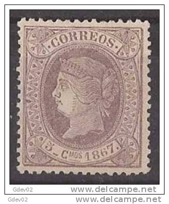 CU18-L3938.España .Spain.Espagne.CUBA ESPAÑOL.Isabel Ll.1867. (Ed 18*) Con Charnela,.MAGNIFICO - Cuba (1874-1898)
