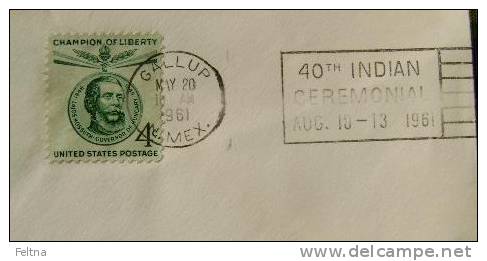 1961 GALLUP USA CANCELATION ON COVER 40th INDIAN CEREMONIAL - Indianen