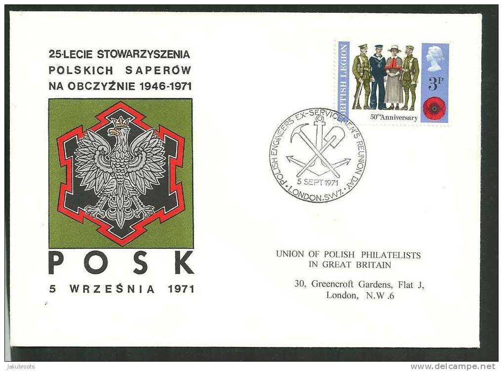 25 Th. ANNIVERSARY  OF  POLISH ENGINEERS EX-SERVICEMEN'S  REUNION DAY  1946--1971 - Gouvernement De Londres (exil)