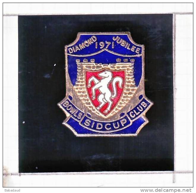 SIDCUP BOWLS CLUB DIAMOND JUBILEE 1971  Lapel Badge, KENT, ENGLAND - Pétanque