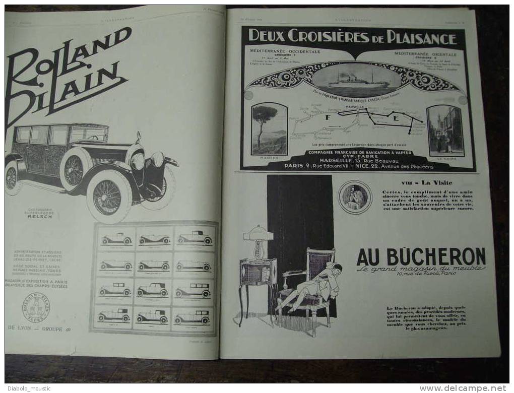 1926 Autos,CADUM ;Maroc ;Ile LOBOS De TIERRA ;Chez Cécile SOREL ;Musée ANVERS ; Maladie Du Sommeil ; Vente Immo CANNES ; - L'Illustration