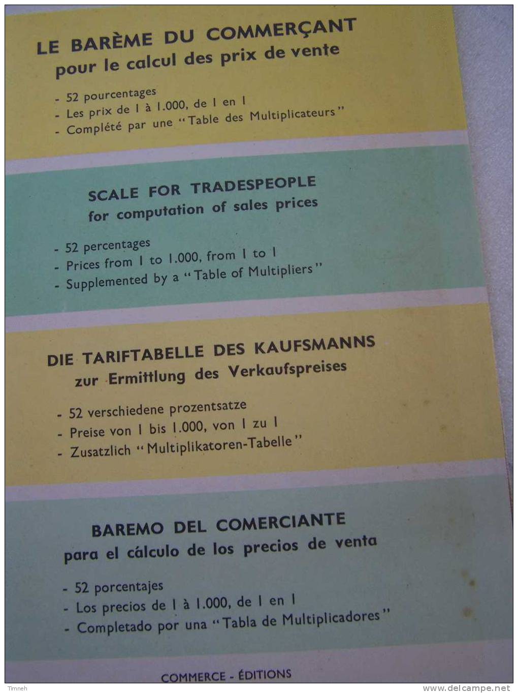 Le Barème Du Commerçant Pour Le Calcul Des Prix De Vente-52 Pourcentages- Les Prix De  à 1000 De 1 En 1 -1957 BRAQUY - - Contabilità/Gestione