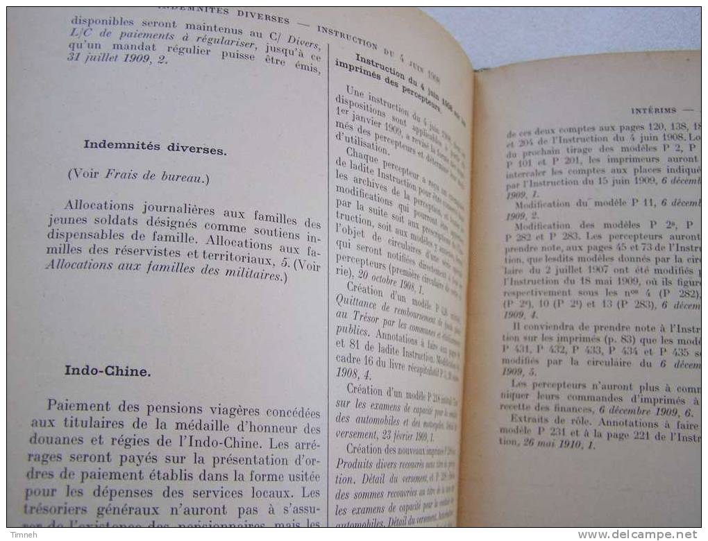 TABLE ALPHABETIQUE DES CIRCULAIRES DE LA COMPTABILITE PUBLIQUE - II.1905-1910-BERGER-LEVRAULT ET CIE-LEPETIT BELOT- - Comptabilité/Gestion