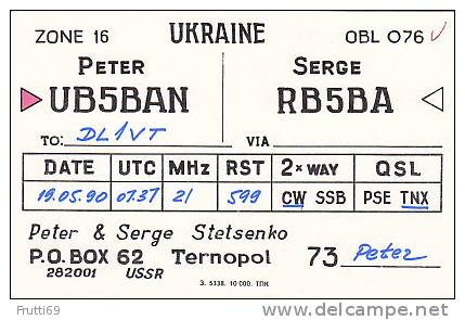 QSL Cards - AK AK73645 USSR - Ukraine - Ternopol - Radio-amateur