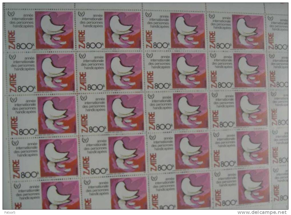 Zaïre 1981 COB 1110/1117 ** MNH  feuilles complètes de 25 - 8X25 séries