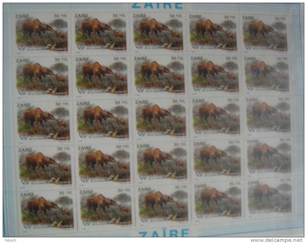 Zaïre 1994 COB 1452 ** MNH Feuille Complète De 25 - Nuovi