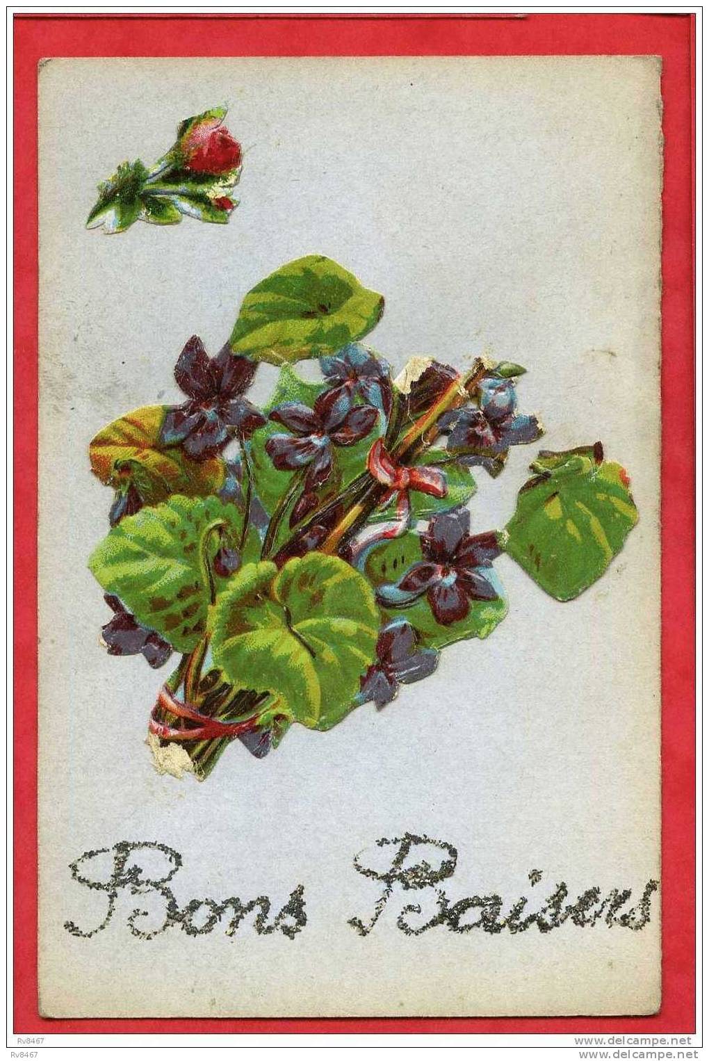 * Chromos Découpis Fleurs Sur Carte Postale-"Bons Baisers" - Flowers