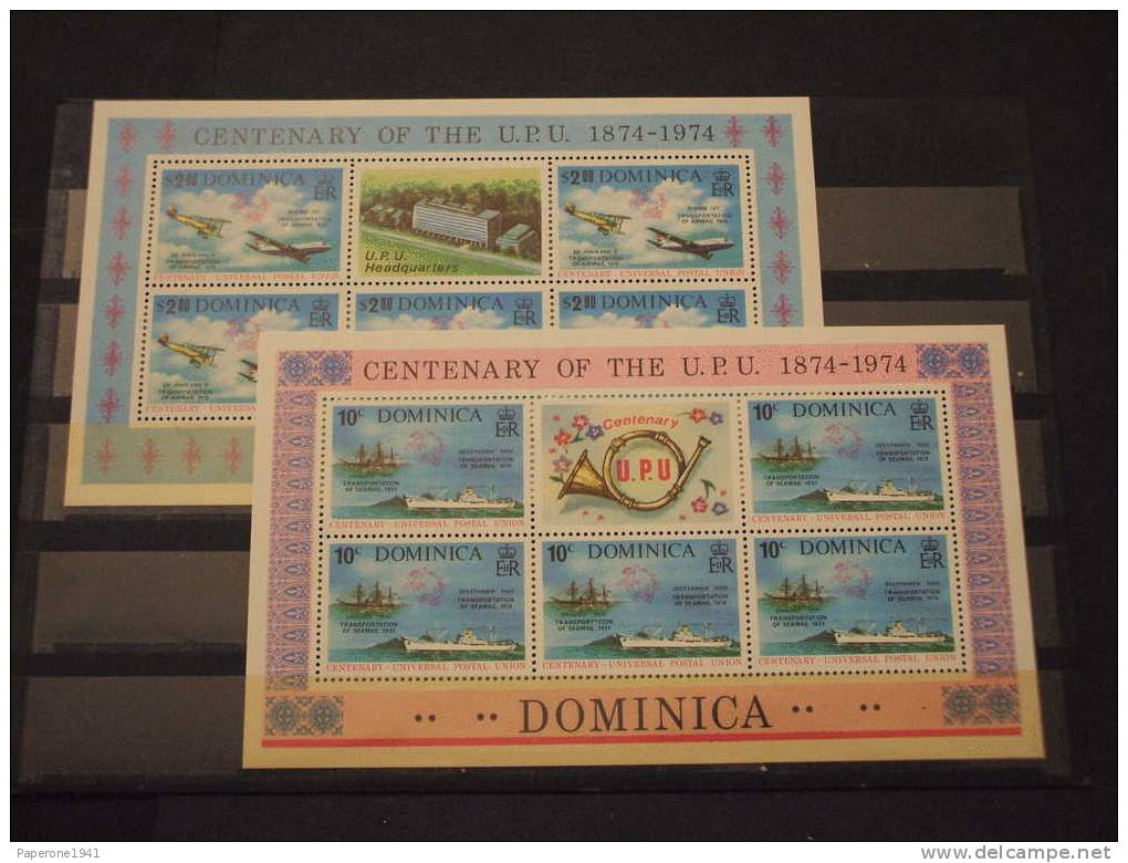 DOMINICA - 1974 U.P.U. N. 2 MINIFOGLI DI 5 SERIE -NUOVI(++) -TEMATICHE - Dominica (1978-...)