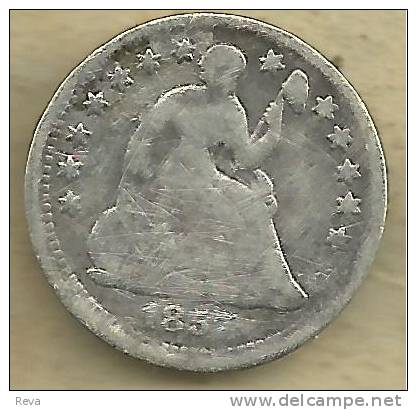 UNITED STATES USA  HALF DIME (5 CENTS) WREATH FRONT SEATED LIBERTY BACK 1857 KM62 SCARCE READ DESCRIPTION CAREFULLY !!! - Half Dimes