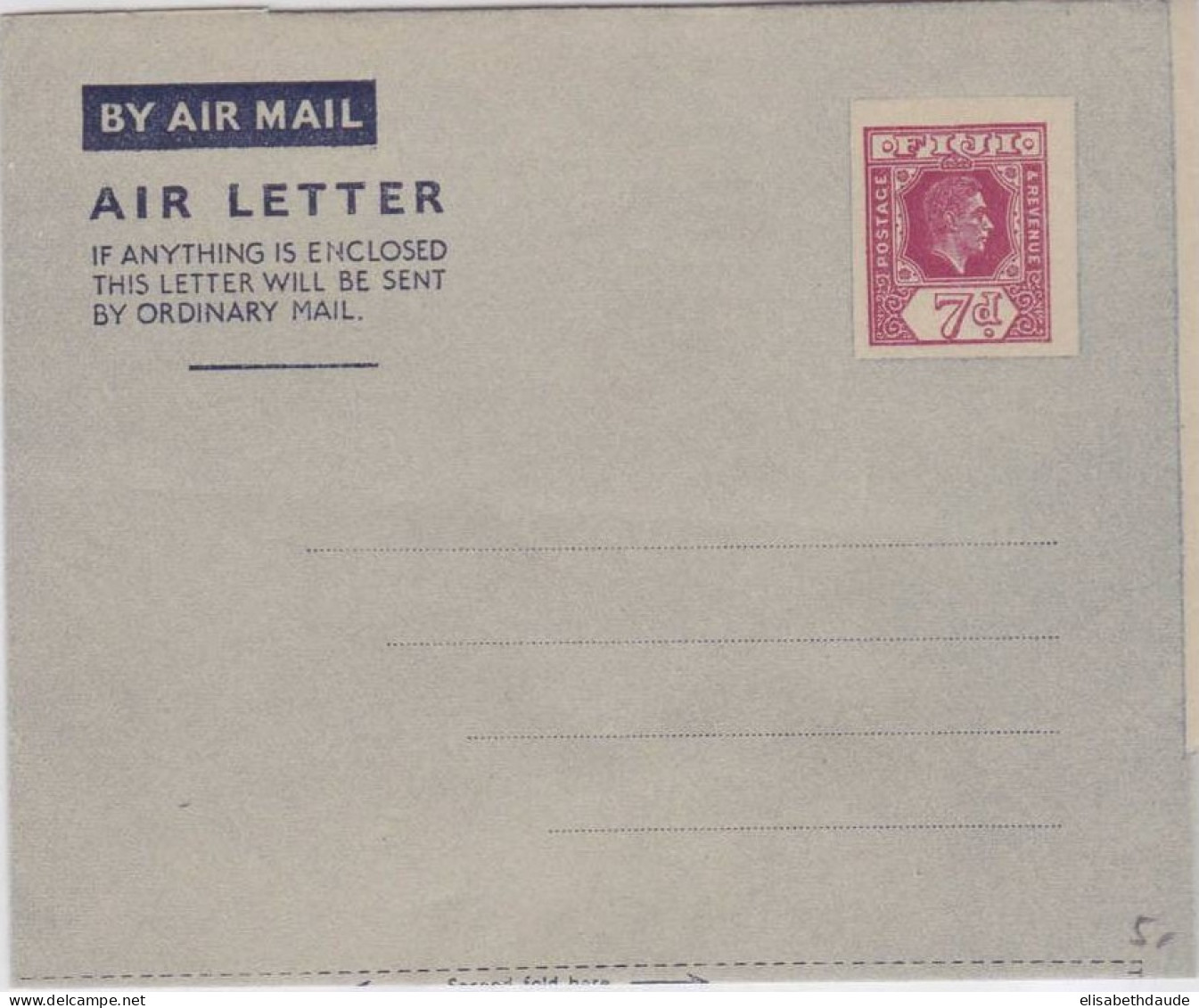 FIDJI  - AEROGRAMME (AIR LETTER) NEUF - ENTIERS POSTAUX - Fiji (...-1970)