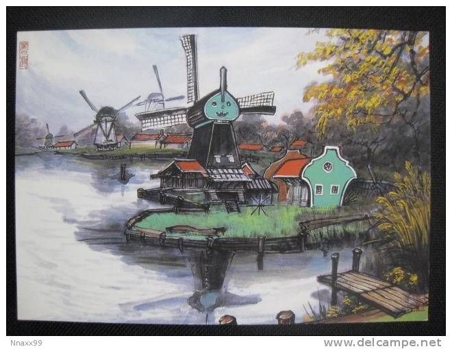 Netherlands - Windmill, The View Of Kinderdijk (Japan Postcard) - Kinderdijk