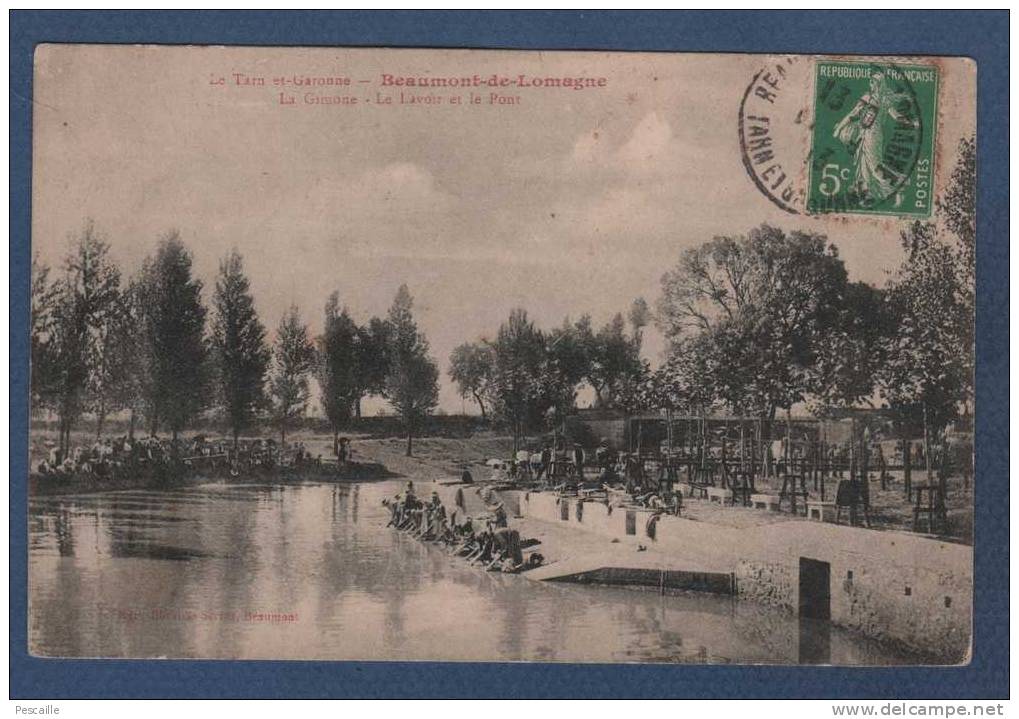 82 TARN ET GARONNE - CP ANIMEE BEAUMONT DE LOMAGNE - LA GIMONE - LE LAVOIR ET LE PONT - EDIT. LIBRAIRIE SERRES BEAUMONT - Beaumont De Lomagne