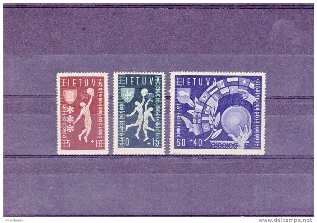 LITUANIE - YVERT N° 370/372 * - COTE 2005 = 32.5 EUROS - Lituanie