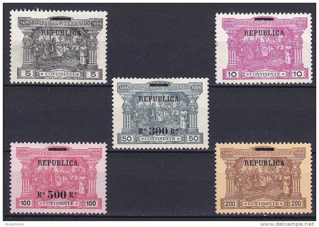 Portugal 1911 Mi. 190-91, 193-95 Portomarken Overprinted REPUBLICA (2 Scans) MH* - Ungebraucht