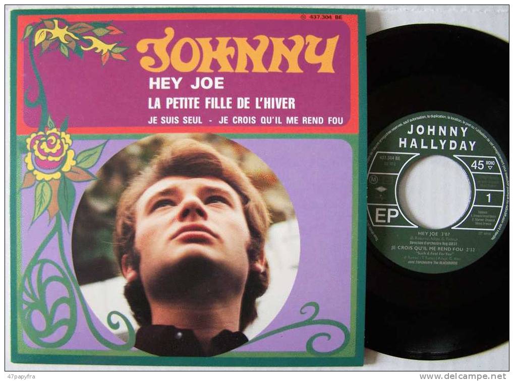 Johnny HALLYDAY RARE 45T VINYLE EP En Excellent état NEUF REEDITION  Hey Joe - Rock