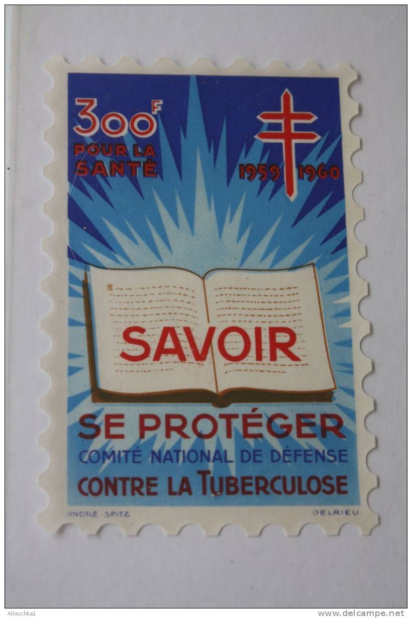 1959/60>TIMBRE ANTITUBERCULEUX BLOC VIGNETTE GRAND FORMAT 12 X 8 CM>érinnophilie: CONTRE LA TUBERCULOSE>SAVOIR SE PROTEG - Antituberculeux