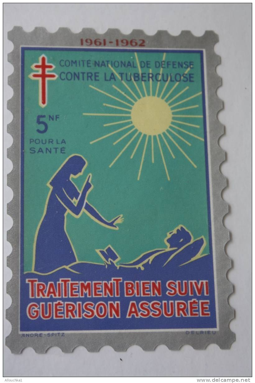 1961/62>TIMBRE ANTITUBERCULEUX BLOC VIGNETTE GRAND FORMAT 12 X 8 CM>érinnophilie: CONTRE LA TUBERCULOSE>TRAITEMENT GUERI - Antitubercolosi