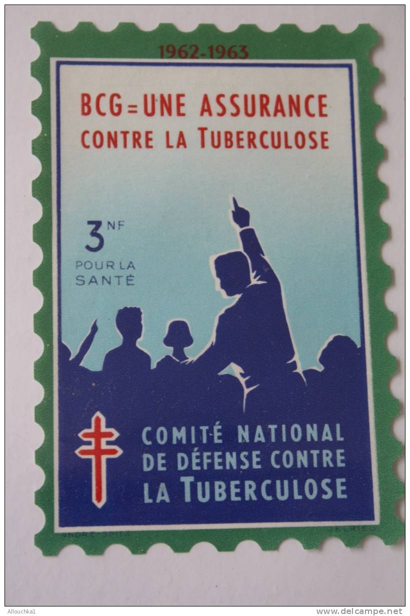 1962/63>TIMBRE ANTITUBERCULEUX BLOC VIGNETTE GRAND FORMAT 12 X 8 CM>érinnophilie: CONTRE LA TUBERCULOSE>BCG 1 ASSURANCE - Antituberculeux