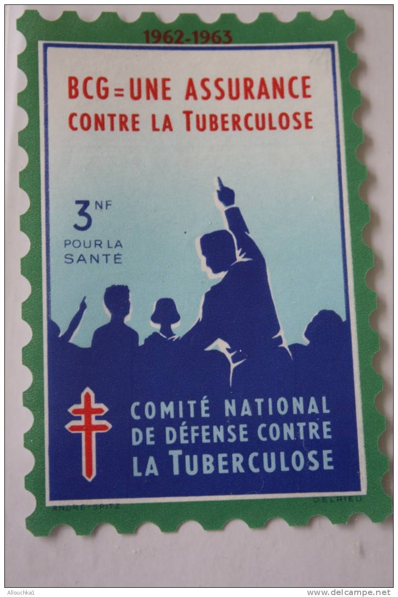 1962/63>TIMBRE ANTITUBERCULEUX BLOC VIGNETTE GRAND FORMAT 12 X 8 CM>érinnophilie: CONTRE LA TUBERCULOSE>BCG 1 ASSURANCE - Antituberculeux