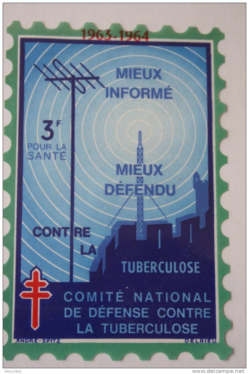 1963/64>TIMBRE ANTITUBERCULEUX BLOC VIGNETTE GRAND FORMAT 12 X 8 CM>érinnophilie: CONTRE LA TUBERCULOSE>MIEUX INFORME - Antituberculeux