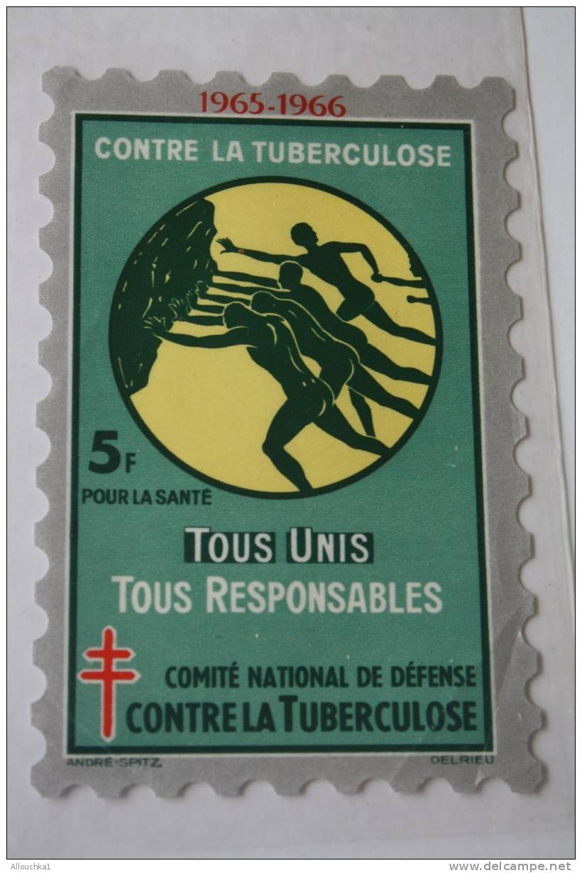 1965/66>TIMBRE ANTITUBERCULEUX BLOC VIGNETTE GRAND FORMAT 12 X 8 CM>érinnophilie: CONTRE LA TUBERCULOSE>TS UNI RESPONSAB - Antituberculeux