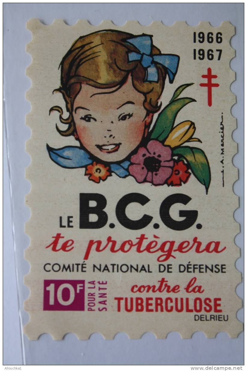 1966/67>TIMBRE ANTITUBERCULEUX BLOC VIGNETTE GRAND FORMAT 12 X 8 CM>érinnophilie: CONTRE LA TUBERCULOSE>BCG TE PROTEGERA - Antituberculeux