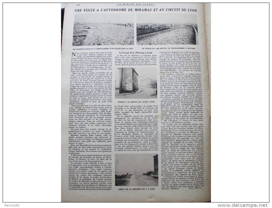 1923 RUGBY A PAU AUTODROME DE MIRAMAS  CROSS DU MANS HISTOIRE DE LA COUPE GORDON BENETT DES AUTOMOBILE CHAMONIX JO - Altri & Non Classificati