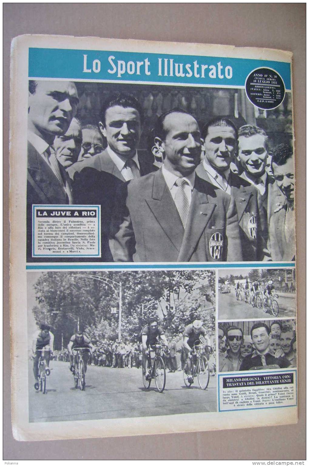 PAM/55  Sport Illustrato N.30 1951 GEMINIANI-BARTALI-BOXE-LOY/WALCOTT-JUVENTUS A RIO - Deportes