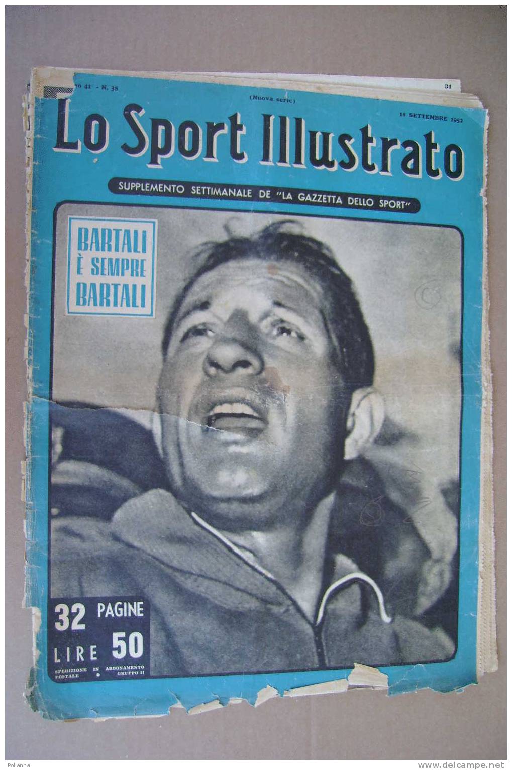 PAM/60  Sport Illustrato N.38 1952 BARTALI-MAGGINI-Motociclismo:Lorenzetti-Guzzi, Merlo-Gilera-Scherma - Deportes
