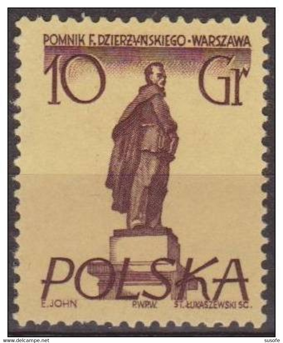 Polonia 1955 Scott 669 Sello ** Monumentos De Varsovia Feliks E. Dzerzhinski Michel 908 Yvert 803 Polska Stamps Timbre - Neufs